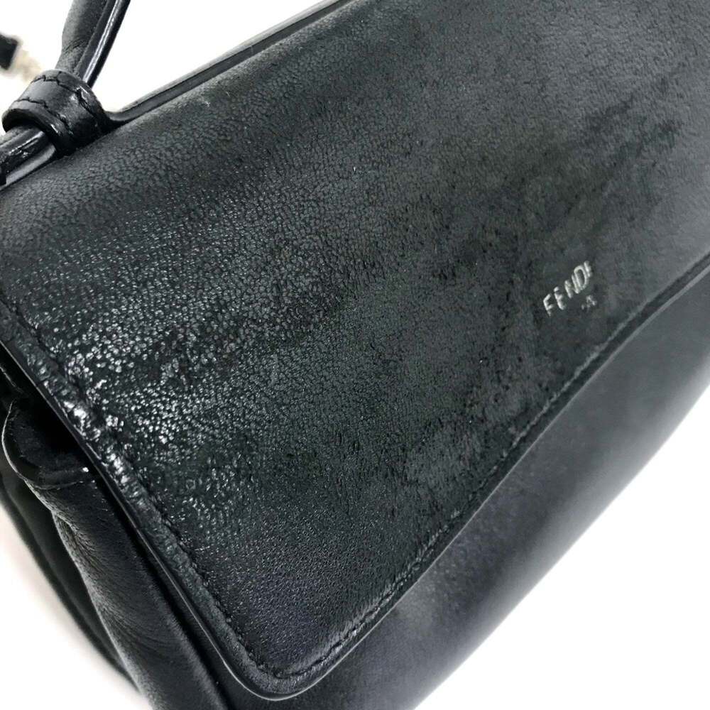 FENDI Black Leather Pochette Shoulder Bag - Picture 6 of 16